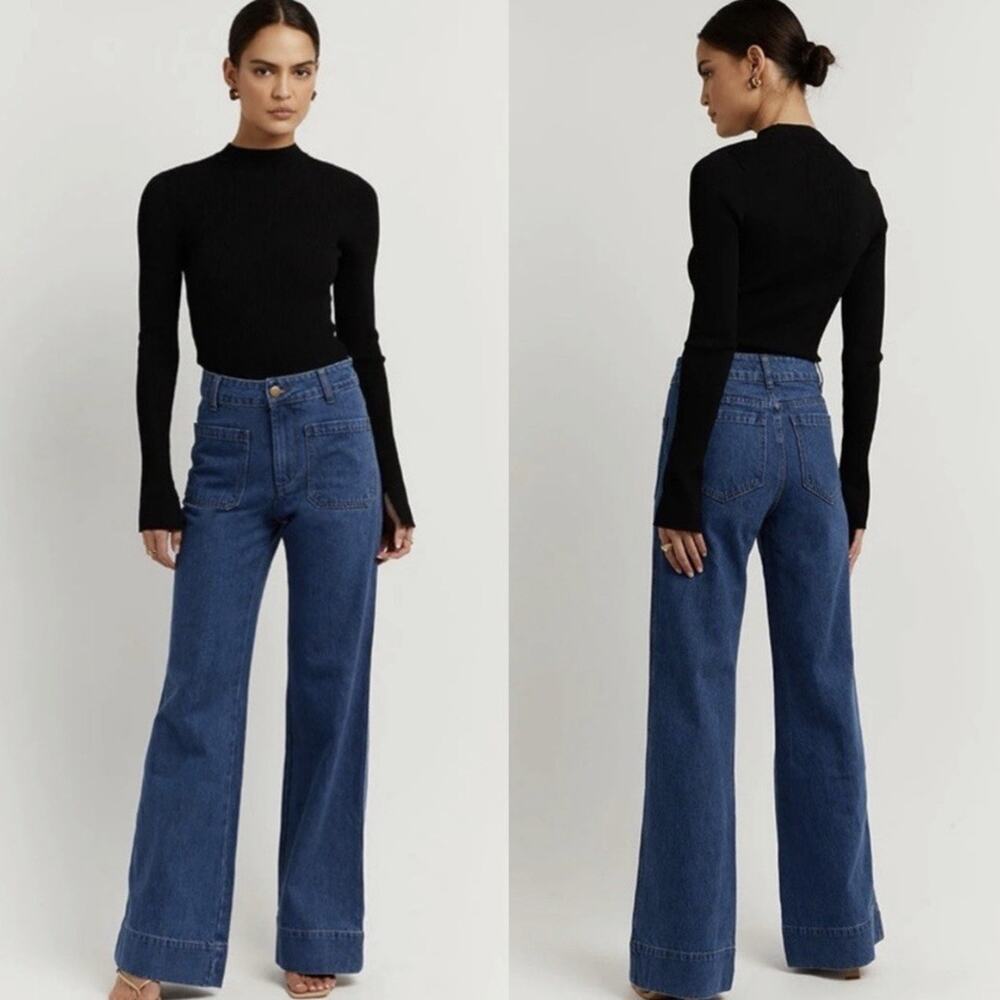 DISSH Wide-Leg High-Rise Jeans in Blue Denim
